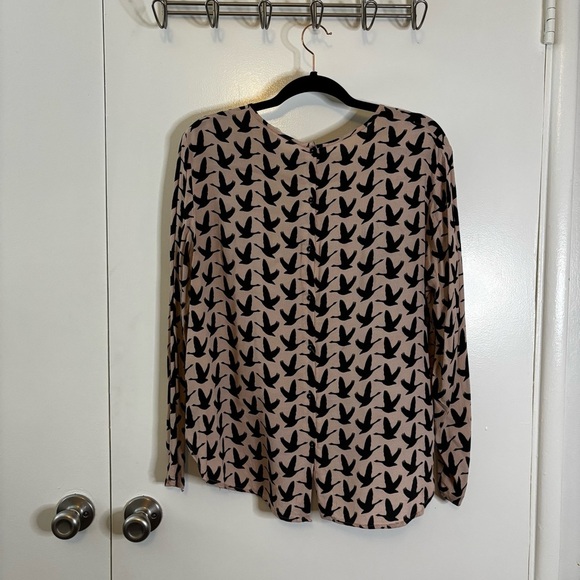 H&M Beige Pink Long Sleeve Blouse Size 10 - Picture 8 of 12